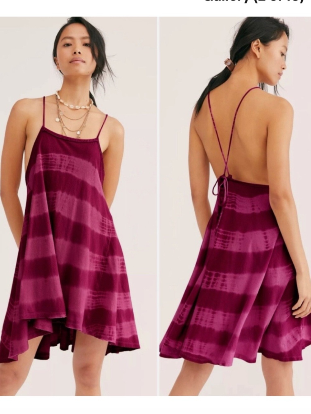 Free People We The Free Tie Dye Tunic Dress Wine/Pink Size Large